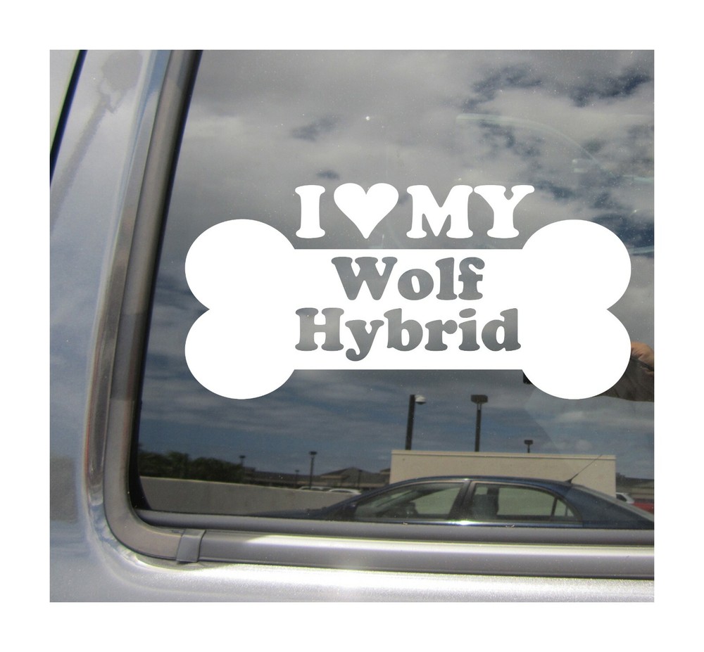 I Heart Love My Wolf Hybrid – Mixed Dog Bone Car Vinyl Decal Sticker 14048