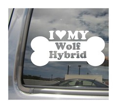 I Heart Love My Wolf Hybrid – Mixed Dog Bone Car Vinyl Decal Sticker 14048