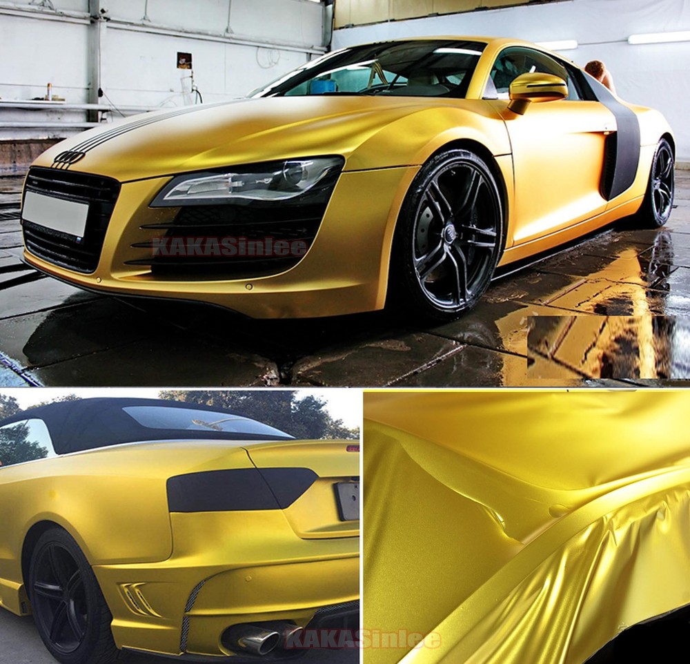 Whole Car Wrap 50FT Metallic Satin Matte Chrome Gold Vinyl Sticker – Air Free US