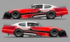 Race Car Side Wrap Decals Late Model, Street Stock, Modified Red and Black #68
