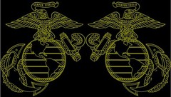 Marines Corp Emblem USMC Left and Right Vinyl Decal Multiple Colors and Sizes