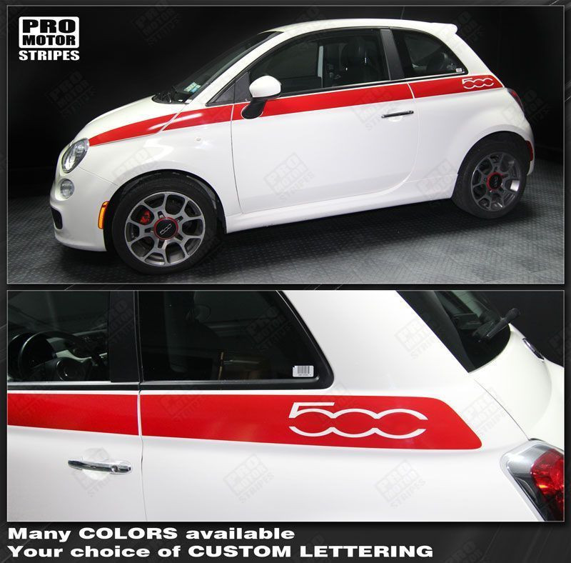 Fiat 500 Upper Body Side Stripes Decals 2012 2013 2014 2015 Pro Motor