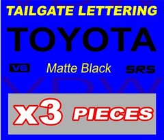 TOYOTA TRUCK TAILGATE MATTE BLACK LOGOS DECAL 89-99 SR5 V6 Tacoma pickup