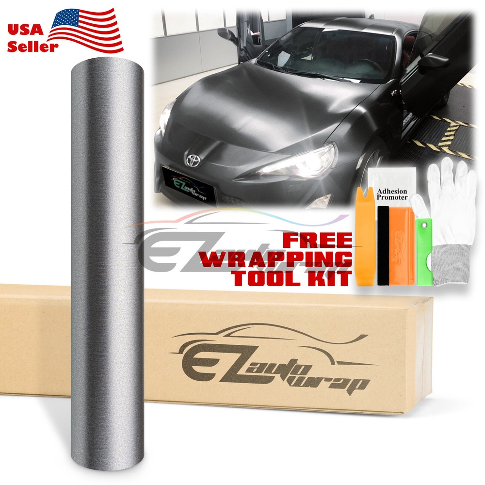 Brushed Aluminum Steel Gunmetal Gray Vinyl Wrap Sticker Decal Air Release Sheet