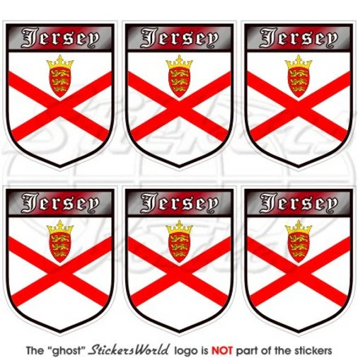 JERSEY Shield, British Channel Islands 40mm (1.6″) Vinyl Stickers Decals x6