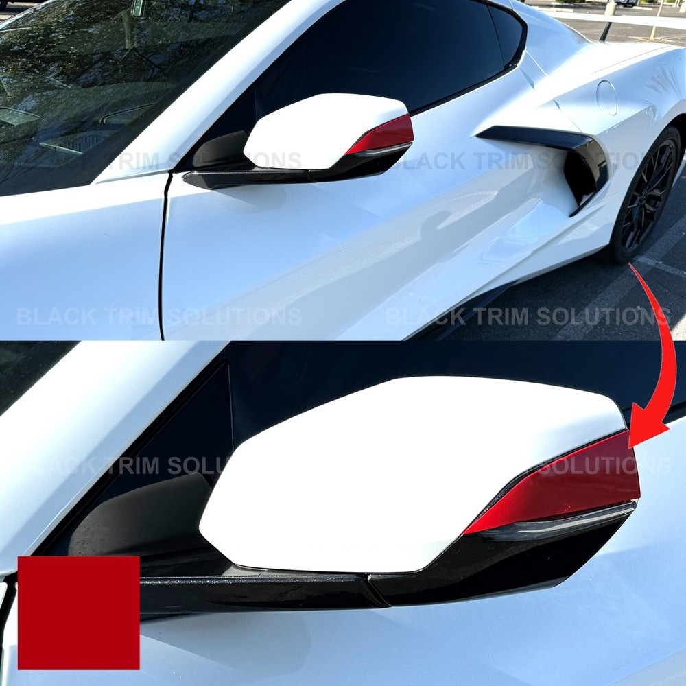 For Corvette 2020-2024 C8 Red Front Mirror Side Accent R Stingray Overlay Decal
