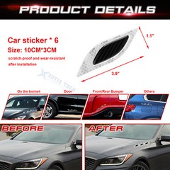 Set(6X) White 3D PVC Racing Strong Reflective Durable Sticker Decor For Car Body