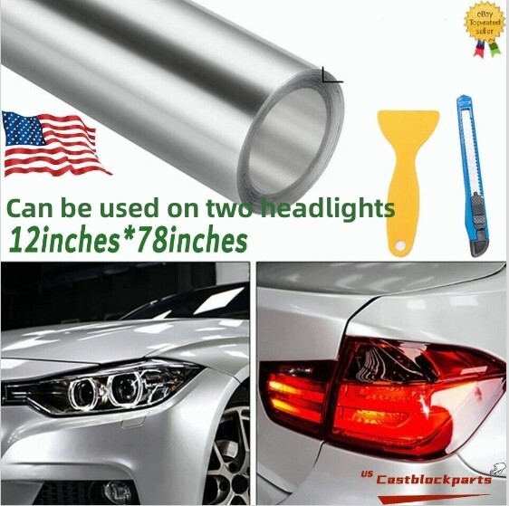 12”x78”Fit For Headlight Taillight Transparent Lens Vinyl Protection Wrap Film