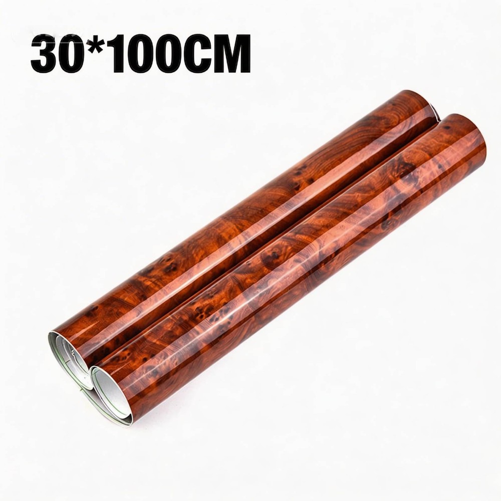 Car Interior Wood Grain Textured Glossy Vinyl Wrap Sticker DIY Decal Sheet Film