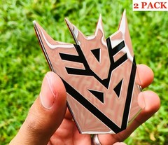 (2 PACK) ALUMINUM Transformers Autobots Decepticon Car Sticker Decal Emblem