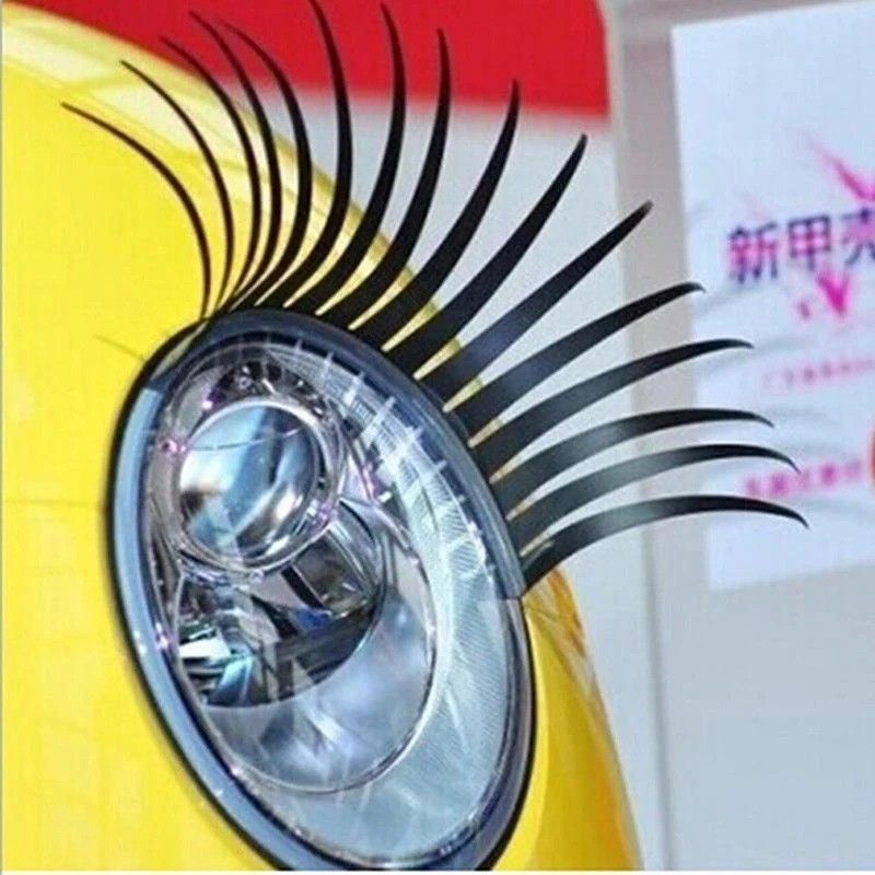 1 Pc Pair Black Car Eyelashes 3D Stickers Personalized Headlight Eyelash Decals