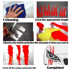 3pcs/set Red Monster Claw Paw Scratch Sticker for Car Headlight Hood Side Fender