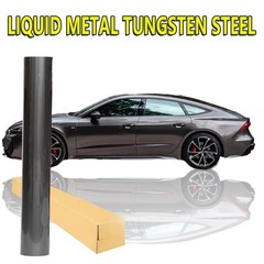 Tungsten Steel Gray Vinyl Wrap 5FTx50FT Liquid Metallic Satin Brushed Steel Grey