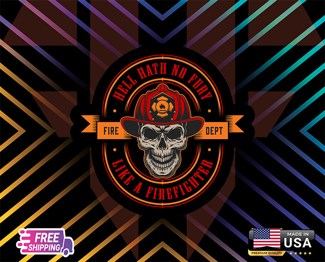 FIRE DEPARTMENT HELLHATT WALL LAPTOP WINDOW,ETC LAMINATED 6 YEARS R FREE STICKER