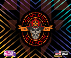 FIRE DEPARTMENT HELLHATT WALL LAPTOP WINDOW,ETC LAMINATED 6 YEARS R FREE STICKER