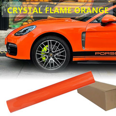 Crystal Flame Orange PET Vinyl Wrap Film Roll 5FTx50FT Air Release Bubble Free