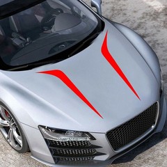 Universal Sport Red Racing Car Hood Stripe Decal Auto Vinyl Bonnet Stickers 2PCS