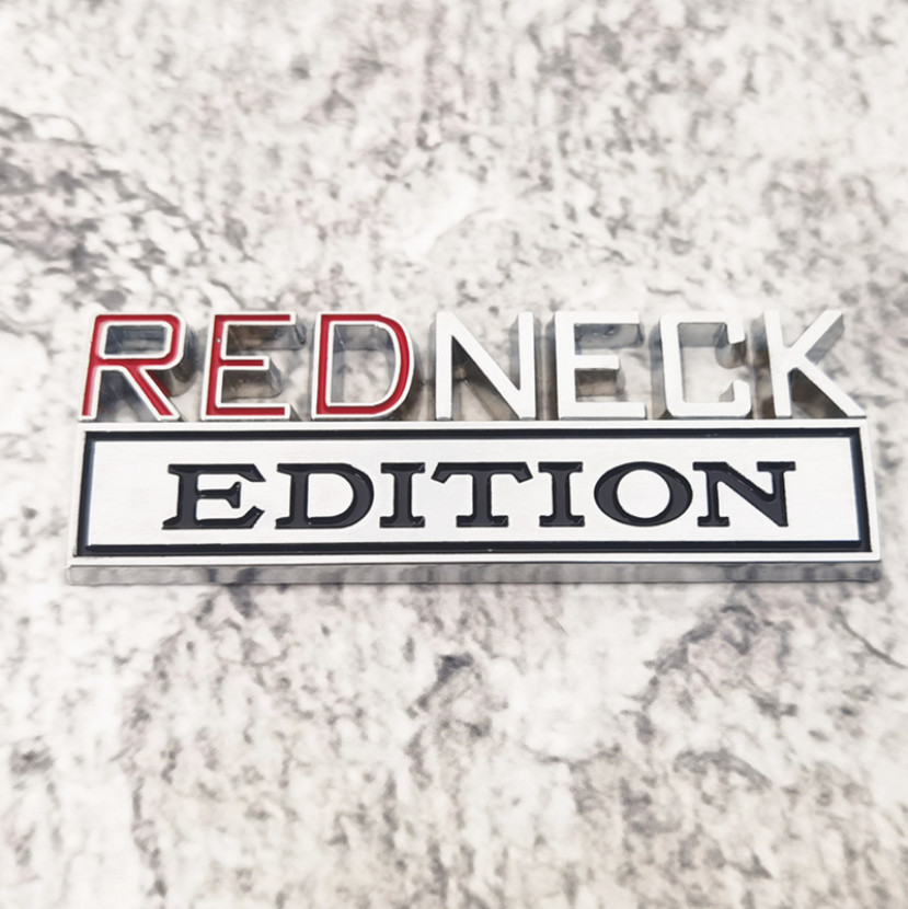 2Pcs 3D Zinc Alloy REDNECK EDITION Metal Letter Badge Car Emblem Bumper Decal