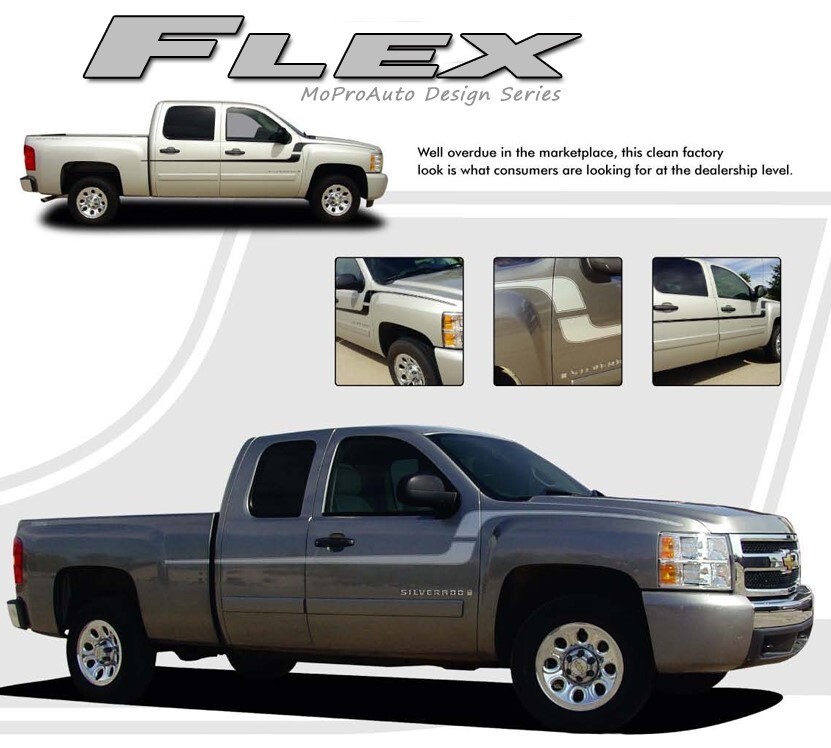 Flex Body Side Vinyl Graphic Stripes Decals 2000-2018 Chevy Silverado GMC Sierra