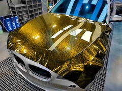 ESSMO PET Marble Forged Gloss Carbon Fiber Golden Yellow Car Vinyl Wrap Decal