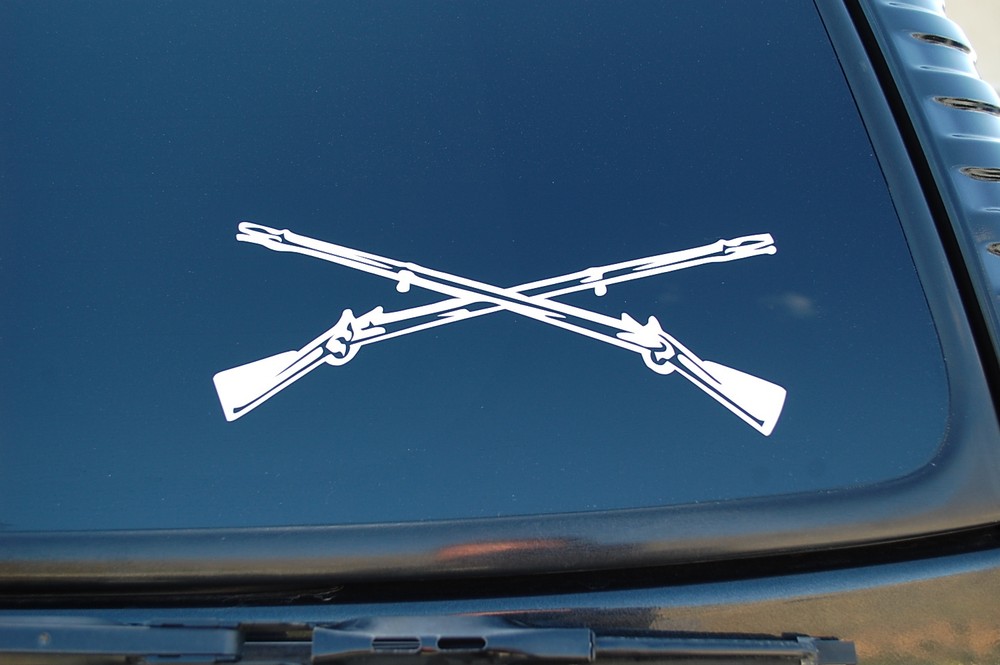 Army Infantry Sticker Vinyl Decal Crossed Rifles Insignia Military (V360)