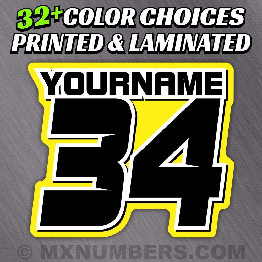 MX Number Name Plate Decal Sticker 4 COLOR ATV SX Dirt Bike Kart Motorcycle Race
