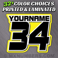 MX Number Name Plate Decal Sticker 4 COLOR ATV SX Dirt Bike Kart Motorcycle Race