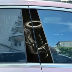 2pcs Graffiti Daisy Flowers Car Door B Pillar Decals Center Column Sticker