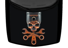 Skull And Crossed Tools Wrench Truck Hood Wrap Vinyl Car Graphic Decal 58″x65″