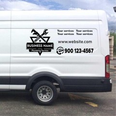 2pcs Custom Plumbing Van Decals Business, Commercial Signs for Vehicles, Trailer