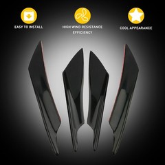 4/8Pcs Bumper Splitter Car Fin Canard Valence Diffuser Spoiler Lip Glossy Black