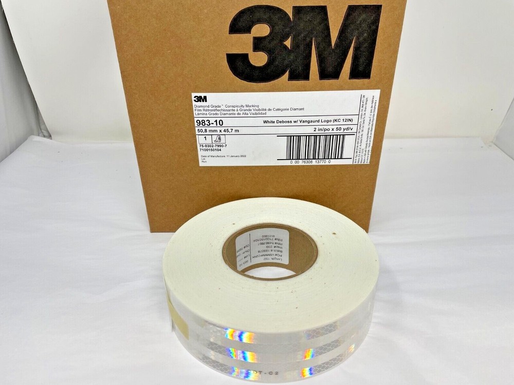3M 67537 Diamond Grade Conspicuity Marking Roll Pre-Cut 12″ 983-10 (2″ x 150′)