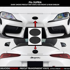 For Toyota 20-24 Supra Smoke Tint Overlay Front and Rear Emblem Decal Vinyl GR