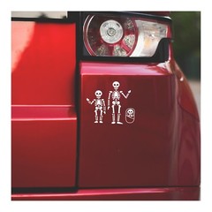 Skeleton Family Adults and Kids – Halloween Vinyl Decal Sticker |7″ Wide | White