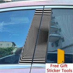 2pcs Black White Space Car Center Pillar Sticker B-Pillar Protective Film Decals