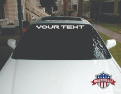 Windshield Banner Decal Sticker Your Custom Text 36″ or 41″ Universal Fit F16
