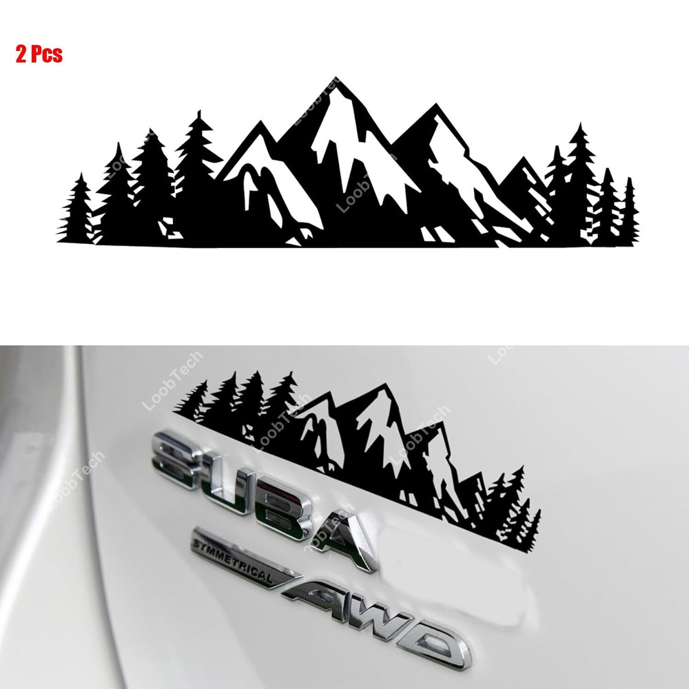 Vinyl Tailgate Emblem Decals Snow Mountain Tree Car Exterior Trunk Badge Sticker