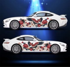 Eagle Flower Design; JDM Decals For Cars; Universal Fit Both Sides; Eagle Sakura