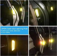 4pcs Reflective Door Stickers, Car Safety, Warning, Decal, family protection