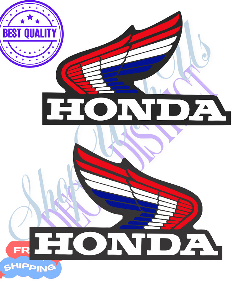 Wing Decal fits Honda Logo gas Tank fuel Sticker Decal water resistant Red blue