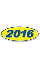 2016 Model Year Vinyl Car Window Stickers (Blue/Yellow) (12 of 1 Year Per Pack)