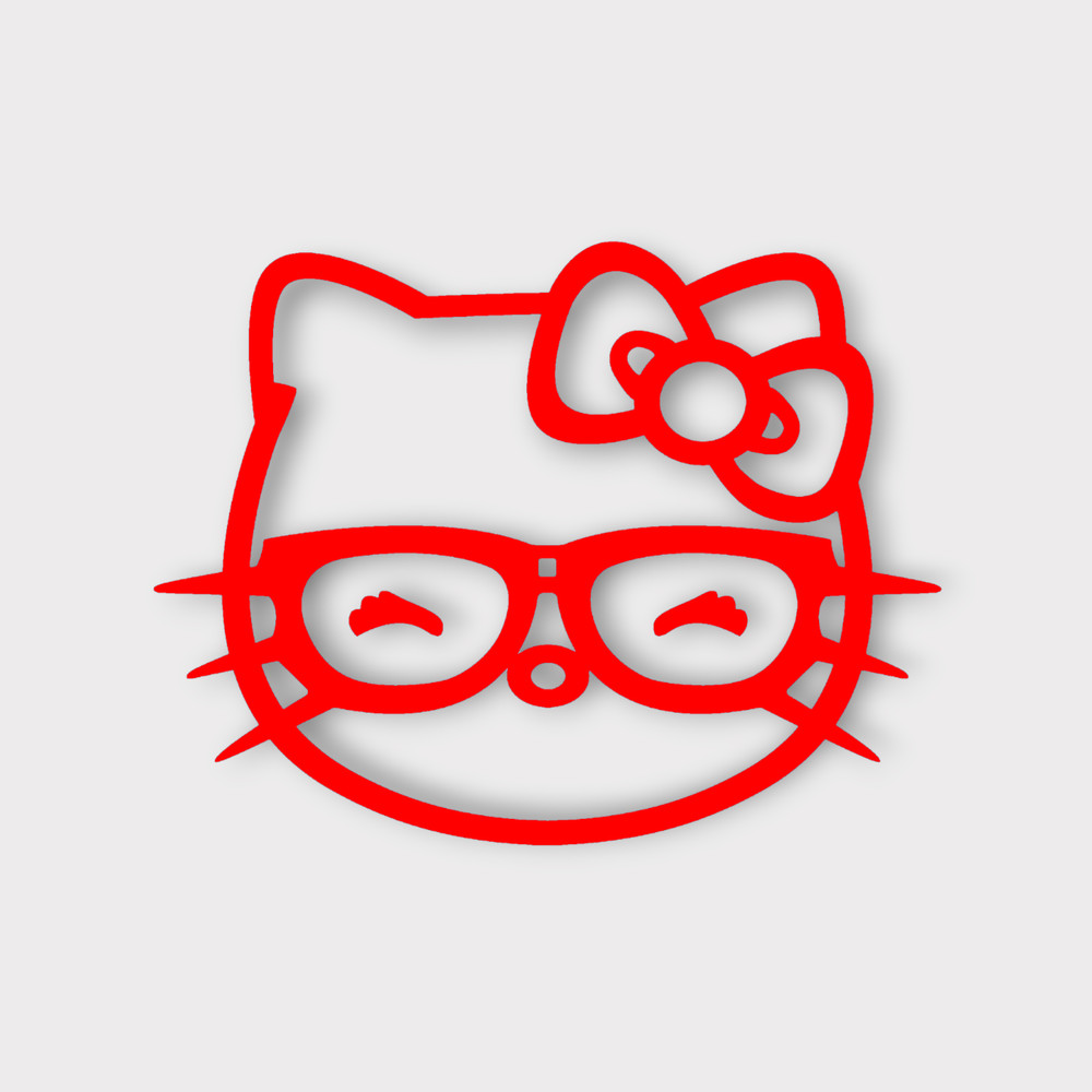 Nerd Kitty 5×4 Premium Vinyl Decal Sticker (Red)