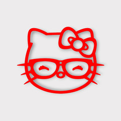 Nerd Kitty 5×4 Premium Vinyl Decal Sticker (Red)
