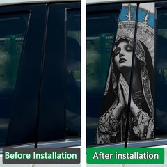 2pcs Pray Nun sisters Goth style Car Center Pillar B Pillar Protective Sticker