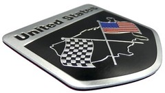 ALUMINUM United States Flag Decal Sticker Car, Motorcycle, Patriotic 2″ x 2″