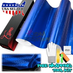 PET Honeycomb Carbon Fiber Satin Royal Blue Hex Vehicle Vinyl Wrap Decal Sheet