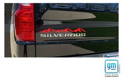 Chevy Silverado Red Mountain Range Emblem Enhancement Decals 2019-2025 Set of 3
