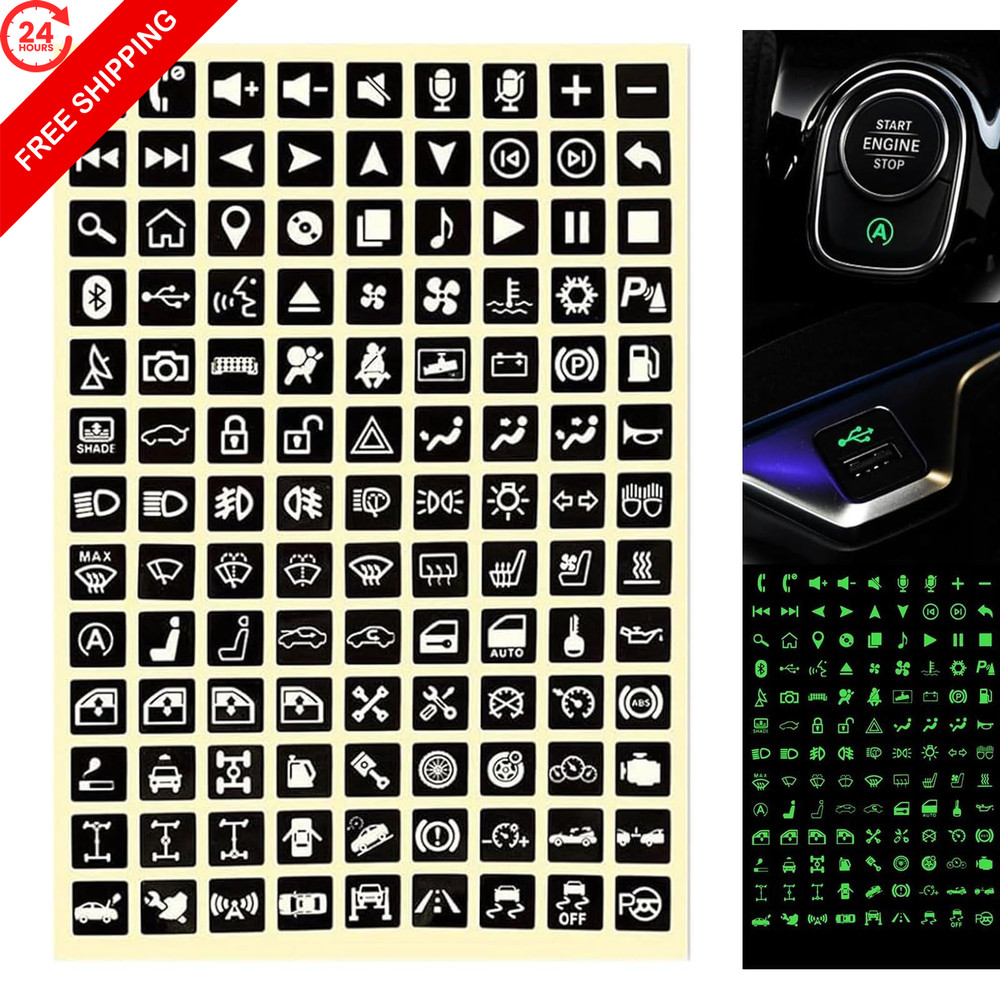 Neferta 117 PCS Car Center Console Button Sticker, Fluorescence Green