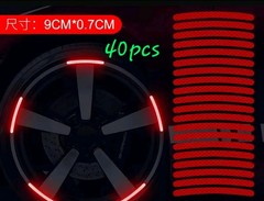 40x Car Motorcycle Wheel Hub Reflective Sticker RED Rim Tire Racing Strips Bike