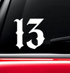 Lucky 13 Decal Vinyl Car Window Sticker ANY SIZE